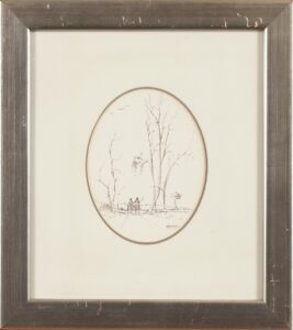 348 HENNIE UYS - Donkey card with 2 people 31 x 27 cm Pen and ink