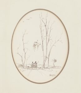 348 HENNIE UYS - Donkey card with 2 people 31 x 27 cm Pen and ink _ 1