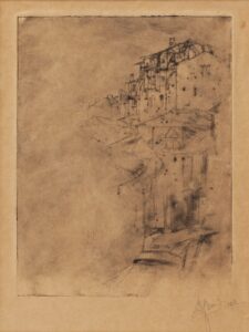 353 ERNEST DAVID ROTH - Houses on hill 26 x 19 cm Pencil_1