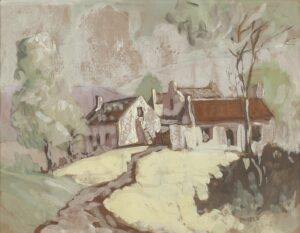 354 ENGELA - Three farm houses 32 x 25 cm Mixed medium_1