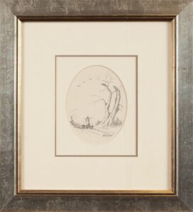361 HENNIE UYS - Shepard and sheep 22 x 18 cm Pencil