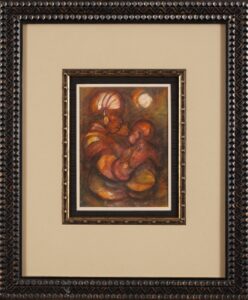 363 BIZVAL - Mother and child 21 x 16 cm Mixed medium