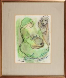 376 WHA - Two women and pot 36 x 26 cm Mixed medium