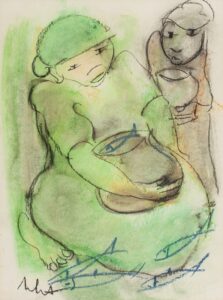 376 WHA - Two women and pot 36 x 26 cm Mixed medium_1