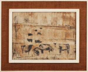 381 EBEN LIEBENBERG - Abstract cattle 45 x 34 cm Mixed medium