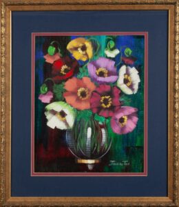388 JANA DU TOIT - Bowl with flowers 48 x 38 cm Oil