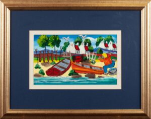 395 JANA DE TOIT - Two boats 48 x 38 cm Oil
