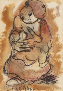 405 FRANS CLAERHOUT - Woman and child 41 x 29 cm Mixed medium_1