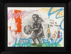 407 JOEL NTERANYA - Girl with ball 59 x 42 cm Mixed medium