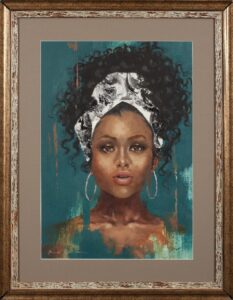 410 TANYA JANSEN - Woman with white hairband 66 x 46 cm Mixed medium