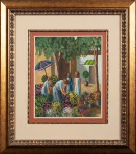 411 D ELLIS - Flower market 46 x 38 cm Oil