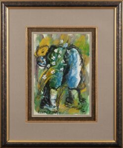 424 FRANS CLAERHOUT - Woman waking bended 40 x 28 cm Mixed medium