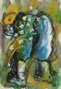 424 FRANS CLAERHOUT - Woman waking bended 40 x 28 cm Mixed medium_1