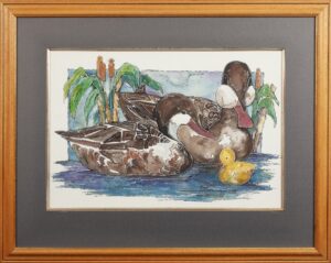 428 MARISA - Two ducks with chick 72 x 49 cm Mixed medium