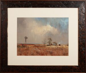 431 C TUGWELL - Farmhouse and windmill 59 x 44 cm Oil