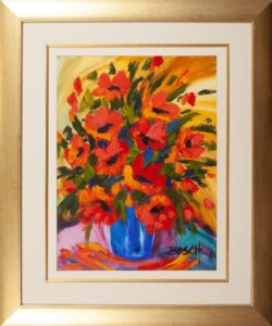 437 BOCH - Flowers in blue pot 75 x 56 cm Oil