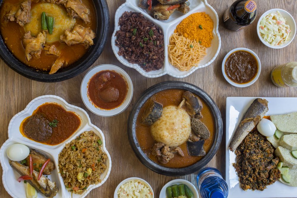 Ghanaian cuisine with drinks Ghanaian cuisine with drinks