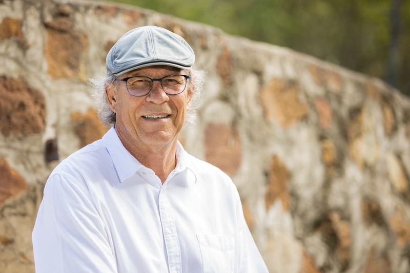 Man portrait against stone wall