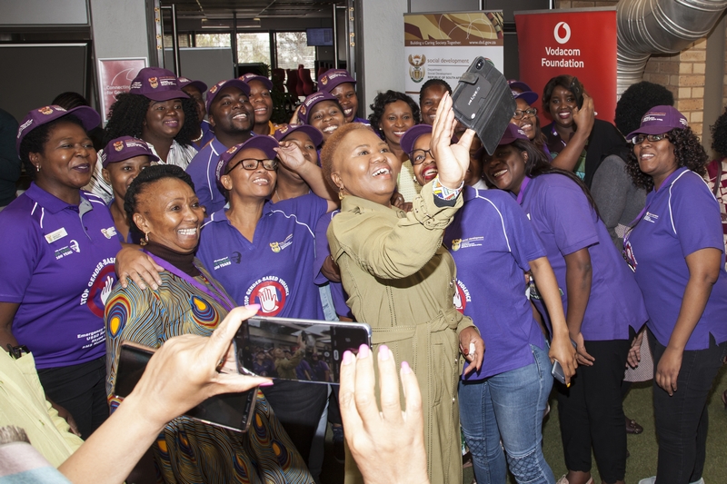 Minister Zulu taking a selfie with the GBVCC staff Minister Zulu taking a selfie with the GBVCC staff