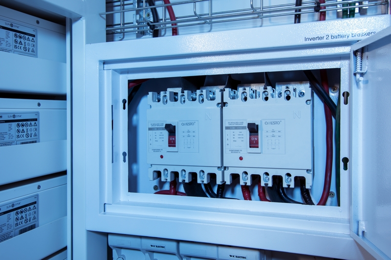 Solar system invertor battery brakers_industrial photography